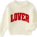 CM C&M WODRO Toddler Valentines Outfit Boy Girl Lover Embroidered Knit Sweater Kid Warm Crewneck Top Pullover Sweatshirt