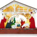 Nativity Sets for Christmas Indoor Xmas Decorations Nativity Scene Table Lights, Battery Operated Wooden Christmas Tabletop Decoration for Home, Christmas Decor for Desk Fireplace Party Decoration