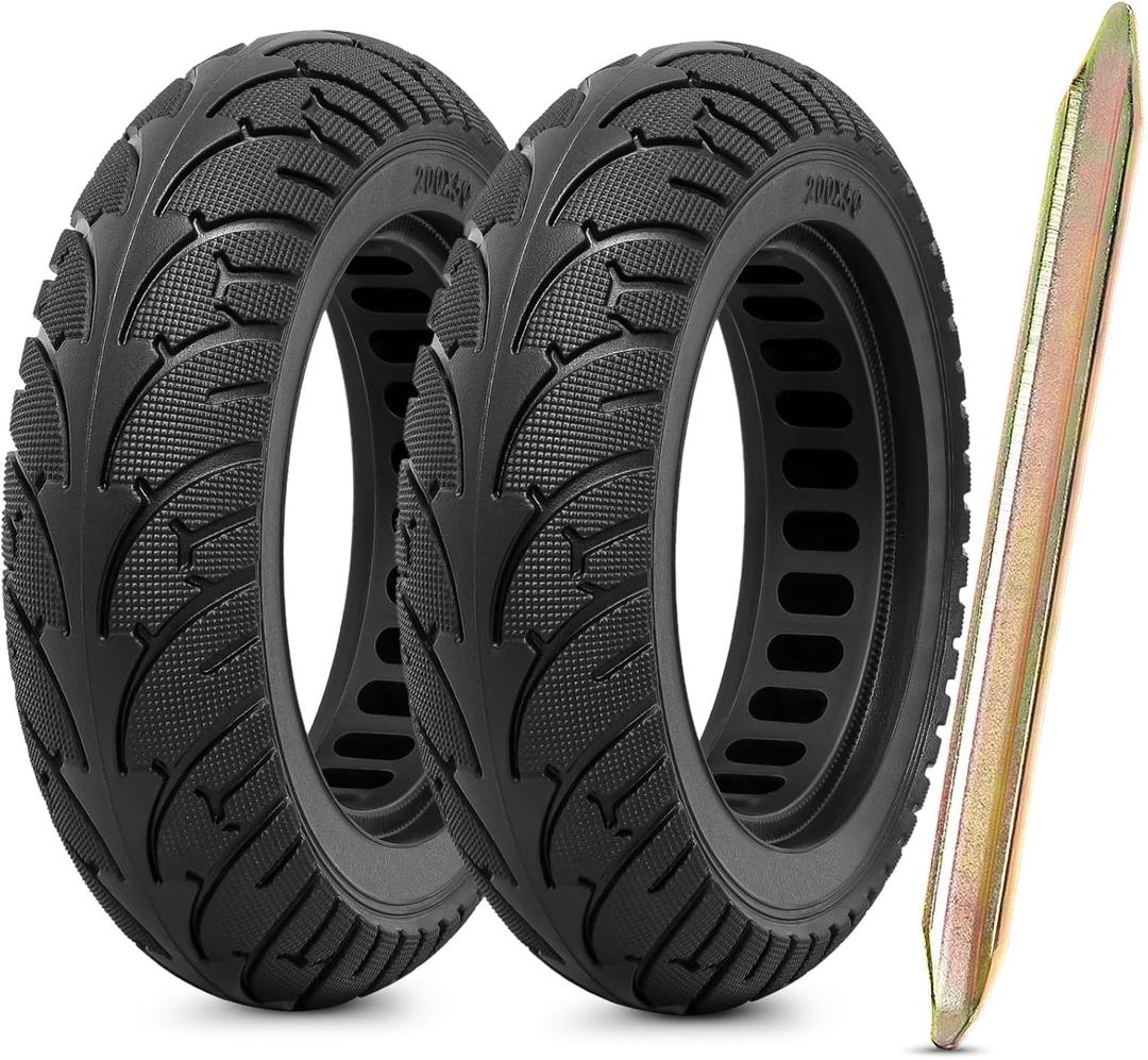2Pcs 200x50 Solid Tires,8 inches Electric Scooter Replacement Solid Rubber Tire Compatible with 200 x 50 Electric Front or Rear Scooter TiresP-T005