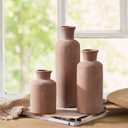 LUKA Ceramic Rustic Farmhouse Vase,Terracotta Vases for Decor,Vase Set of 3,Vases for Your Bedroom,Office,Living Room,Fireplace,Bookshelf Decor,Housewarming 10+7.5+5 Inch