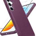 FNTCASE for Samsung Galaxy S25 Case: Dual Layer Heavy Duty Cell Phone Protective Cover Shockproof Rugged with Non-Slip Textured - Military Drop Protection Bumper Tough - 2025, 6.2 inch (Burgundy)