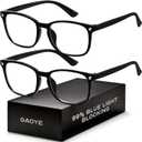 Blue Light Blocking Glasses - Fashion Square Fake Eyeglasses, Anti UV Ray Computer Gaming Glasses Blue Blockers for Women/Men (Black & Black)