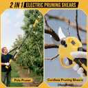 2 IN 1 Electric Pruning Shears Cordless with Pole for Dewalt 20V MAX Battery, 1.2" Cutting Diameter, 14Ft Reach, Brushless Motor Branch Cutter - for Gardening & Tree Trimming (No Battery)