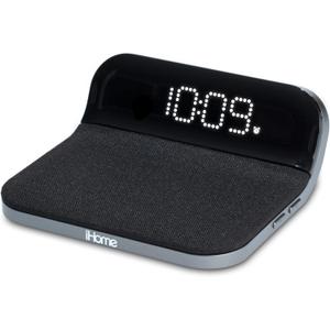 iHome Wireless Charger with Alarm Clock and USB Charger, Compact Digital Alarm Clock for Bedroom, Home Office, or Dorm (iW18)