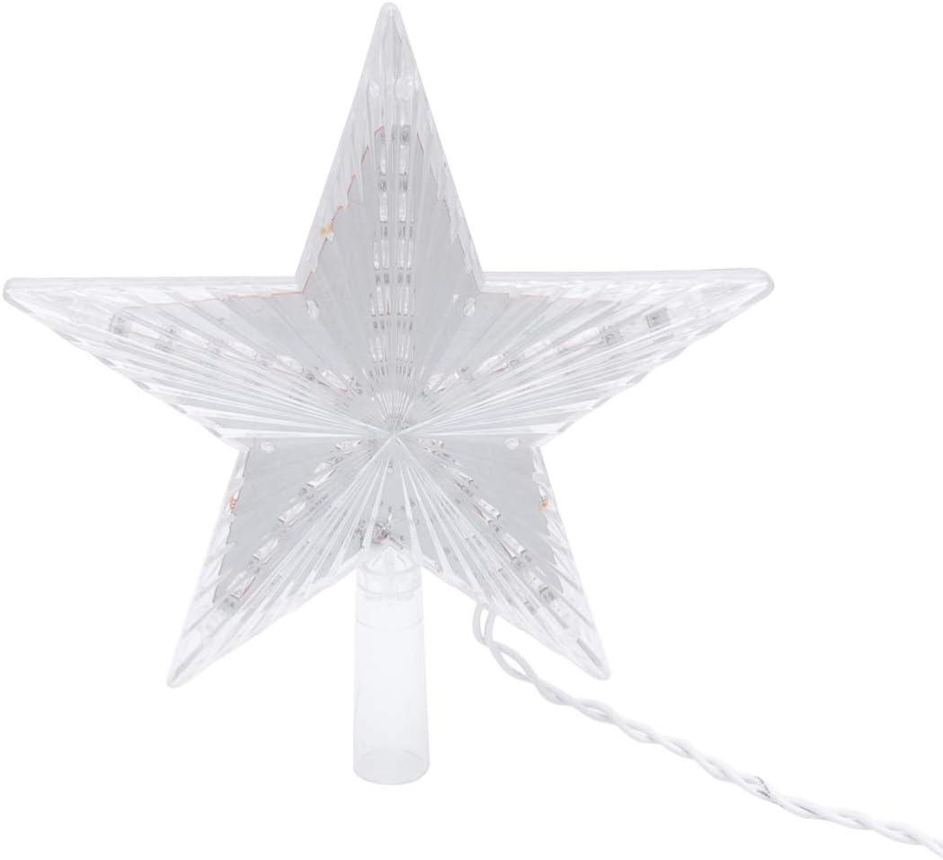 Uonlytech Christmas Tree Star Topper Light LED Tree Top Star Ornament Home Decoration with US Plug (Warm White) (Size 2)