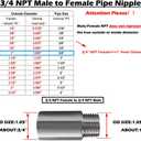 Beduan Stainless Steel Pipe Fittings, 3/4" NPT Male x 3/4" NPT Female Threaded, 6" Length Nipple Cast Pipe (Pack of 1)