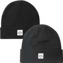 2Pack Baby Beanie Knit Toddler Hat for Girls Boys 0-8 Years (6-36 Months, 2pack Black/Heather Grey)