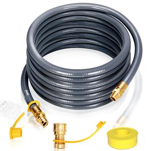 24FT 30FT 50FT 75FT 3/4" ID Natural Gas Hose, 3/4" ID Natural Gas Hose with Quick Connect Fittings for NG/LP Propane Appliances, Grill,Patio Heaters,Generators, Indoors & Outdoors CSA Certified