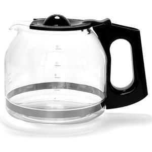 12-Cup Replacement Glass Coffee Carafe Compatible with Black and Decker Coffee maker Model CM0915BKD, Black Handle with Extra Lid, Product Height: 5.9 inch.