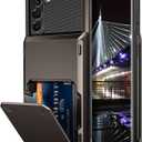 Vofolen for Galaxy S22 Case Wallet Credit Card Holder 4-Card Slot Hidden Back Pocket Dual Layer Hybrid Rugged Rubber Bumper Protective Hard Shell Cover for Samsung Galaxy S22 Gun