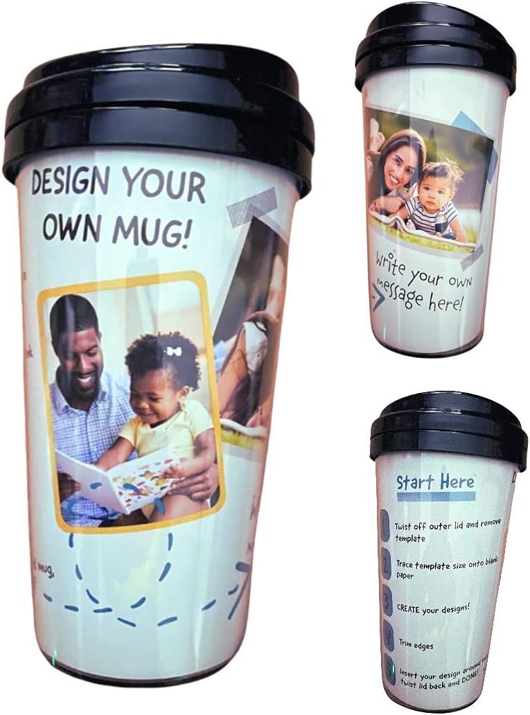 Greenbrier Customizable Photo Travel Mugs 2pcs 11 ozs each - by akj - Black Sliding Top w6.25inch Clear Plastic Cup for Arts & Crafts Mother's Day Father's Day Birthday Present, 2 Count (Pack of 1)