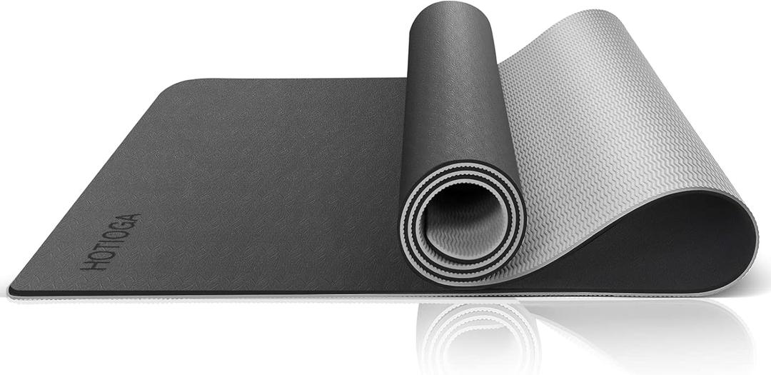 Yoga Mat with Carrying Strap 72x32" & 1/4 Inch Thick Exercise Mat with Double Non Slip Surfaces for Men and Women Home Exercise (Black)