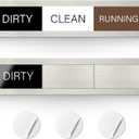 Dishwasher Magnet Clean Dirty Sign, 3 Options with Running, Stainless Steel Dishwasher Magnet Easy to Switch, Residue Free Adhesive Included