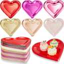 Ziliny 150 Pcs Valentines Day Paper Plates Heart Shaped Disposable Plates 10.6 Inch Dessert Dinnerware Plates Decorative Tableware for Valentines Day Wedding Birthday Grad Party, 6 Color