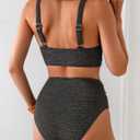 Eomenie Bikini Sets for Women High Waisted Two Piece Bathing Suit U Wired V Neck Swimsuit Adjustable Straps Swimwear (Black, L)