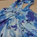 GRACE KARIN Women's Summer Floral Dresses 2026 Boho Maxi Dress Flowy Halter Sundress Casual Vacation Beach Clothes with Pocket (Blue, L)