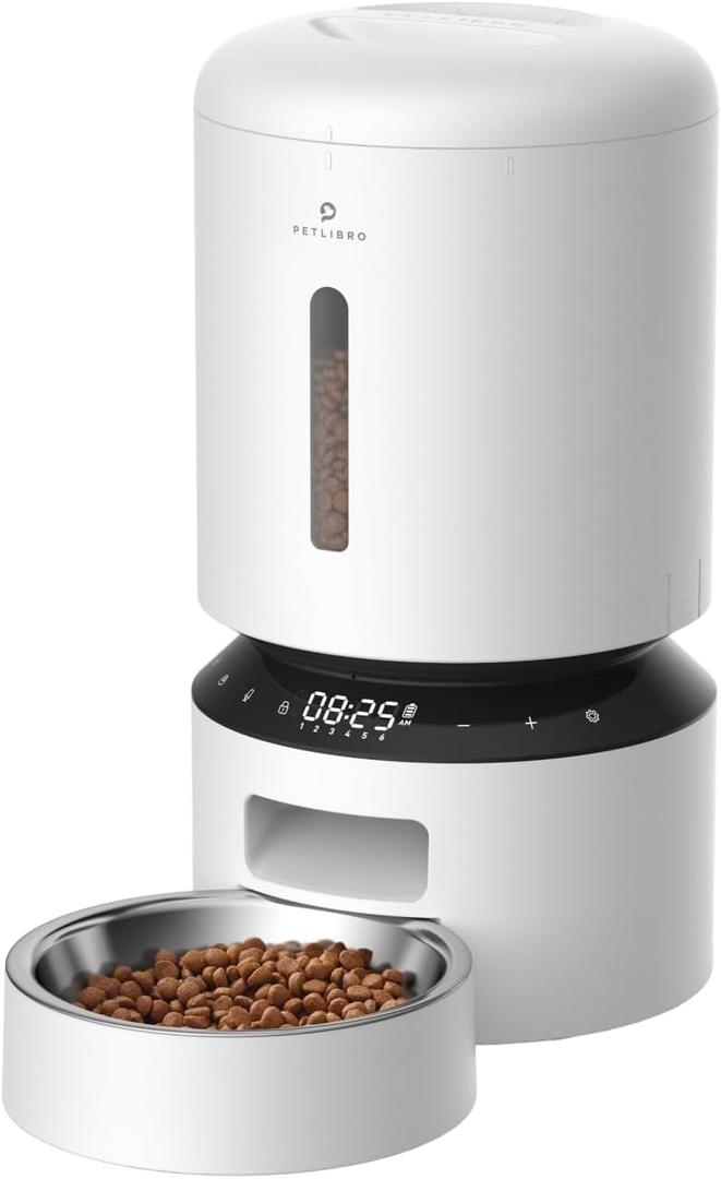 PETLIBRO Automatic Cat Feeder, Automatic Dog Feeder with Freshness Preservation, 5L Timed Cat Feeders for Dry Food, Up to 6 Meals Per Day, Granary Pet Feeder for Cats/Dogs (White)