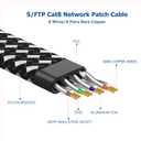 Orbram Cat 8 Ethernet Cable 15 ft, Nylon Braided High Speed Heavy Duty Network LAN Patch Cord, 40Gbps 2000Mhz SFTP RJ45 Flat Internet Cable Shielded in Wall, Indoor&Outdoor for Modem/Router/Gaming/PC