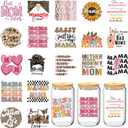 UV DTF Cup Wrap, 20 Sheets Mama UV DTF Cup Wraps for 16 oz Glass Coffee Cups, Funny Mom UVDTF Transfers Stickers for Mom, Mothers Day Water Bottle Laptop Phone Decals