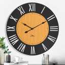 24 inch Large Thickened Frame Metal Large Wall Clock, Black Wall Clock with Hook, Battery Powered, Round Silent Roman Numeral Wall Clocks for Living Room, Kitchen, Bedroom, Home Decor