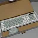 Wireless Keyboard and Mouse Combo, Full-Sized Wireless Keyboard and Adjustable DPI Mouse, 2.4GHz USB Receiver, Silent Keyboard and Mouse for PC, Windows, MAC, Desktop, Laptop (Avocado Green)