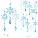 Boao Light Blue 15 Pcs Crystal Snowflake Ornaments for Winter Acrylic Snowflake Decorations Wonderland for Party Favor Celebration