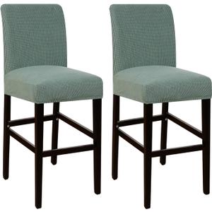 Flamingo P Stool Covers Dining Chair Seat Covers Slipcover Stretch Jacquard Fabric with Elastic Bottom Removable Set of 2, Sage