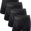 BAMBOO COOL Men's Underwear Boxer Briefs Fly with Built-in 3D Pouch Comfortable Cool Underwear for Men 4 Pack (Large)