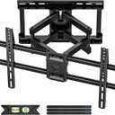 Full Motion TV Wall Mount for 37-84 Inch TVs Mounts Up to 132lbs, Fit 16" Wood Stud, Max VESA 600x400mm, Swivel and Tilt Articulating Wall Mount TV Bracket with Hole Drilling Template (Swivel 37-84inch)