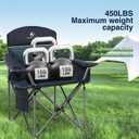 HIGH POINT SPORTS Oversized Camping Folding Chair, Heavy Duty Portable Outdoor Chair, Foldable Camp Chair with Cup Holder and Cooler Bag Support 450 LBS, 2 Pack, Green