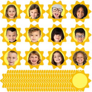 160Pcs Summer Sun Cutouts Sunshine Bulletin Board Decorations Yellow Sun Paper Cut-Outs Classroom Decor for Boy Girl DIY Craft Photo Wall Summer Kindergarten Preschool Party Favor Supplies