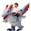 Spooktacular Creations Kids Inflatable Costumes, Ride-on 60" Dragon Halloween Inflatable Costume, Gray Dinosaur Blow-up Costumes for Halloween Cosplay Party, Themed Party,7-10Y