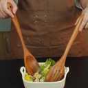 Large Wooden Spoons for Cooking, 2Pack Natural Teak Wood Cooking Spoon Set, Non-Stick Slotted and Corner Spoon, Heat-Resistant Wooden Spatula Spoon for Serving and Mixing