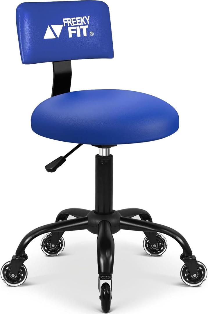 Rolling Shop Stool with Wheels,Mechanic Garage Stool Chair with Adjustable Height 15.55"-18.3",Heavy Duty Swivel Roller Seat for Garage,Salon and Tattoo Beauty, Blue