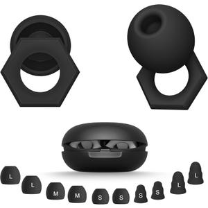 2 x Ear Plugs for Sleeping Noise Cancelling,Reusable Silicone Earplugs with Carrying Case,Ear Plugs for Noise Reduction for Sleep,Noise Sensitivity,Travel,Focus - 5 Pairs Ear Tips in S/M/L (1 Count (Pack of 2))