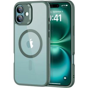 ESR for Phone 16 Case, Compatible with MagSafe, Shockof Military-Grade tection, Magnetic Phone Case for Phone 16, Classic Hybrid Case (HaloLock), Clear Green