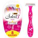 BIC Soleil 3 Simply Women's Disposable 3-Blade Razors, Soothing Moisture Strip and Comfortable Handle, 8-Pack