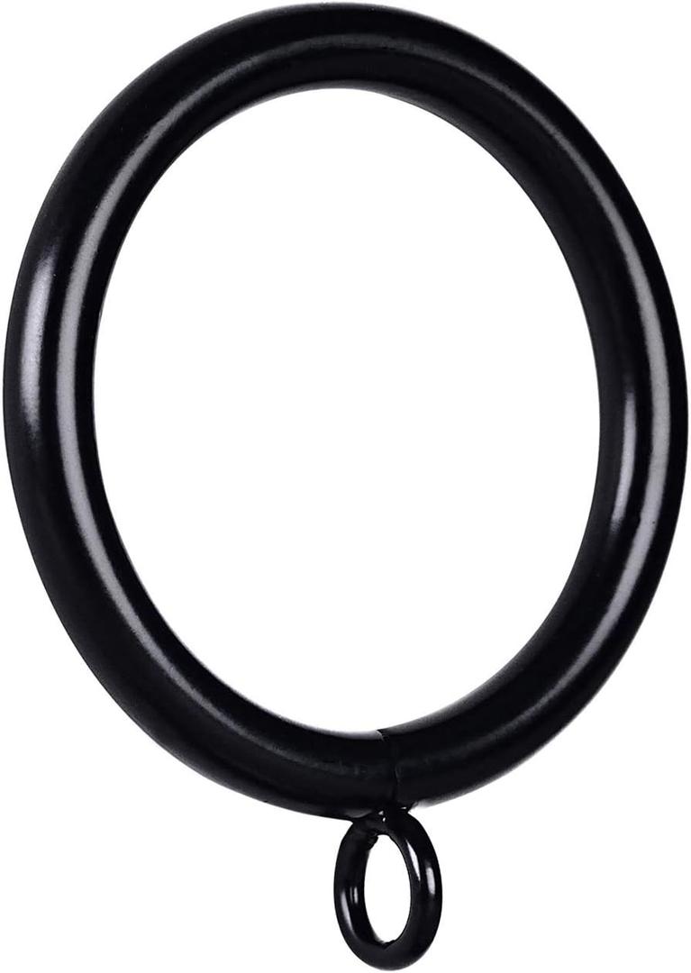 24 Pcs Black 1.5-Inch Inner Diameter Metal Curtain Rings with Eyelets,Fits Up to 1 1/4-Inch Rod