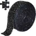 Locacrystal Bling Crystal Resin Rhinestone Diamond Ribbon,Self-Adhesive Iron-on DIY Glitter Gem Stickers for Crafts Cars Clothing Decoration 3cm 3yard Black