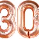 KatchOn, Rose Gold 30 Balloon Numbers Set - Giant, 40 Inch | Rose Gold 30 Balloons With Confetti Balloons | 30th Birthday Decorations for Women | Number Balloons for Happy Anniversary Decorations