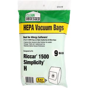 Clean Obsessed H-10 HEPA Bags Fits Riccar Model 1500 & Simplicity Type H (9 Bag Pack)