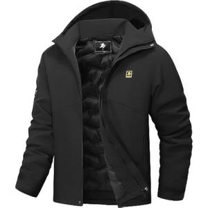 Men's Warm Winter Coats Waterproof Ski Jacket Windproof Snow Coat Mountain Windbreaker Hooded Raincoat (Small, Black)