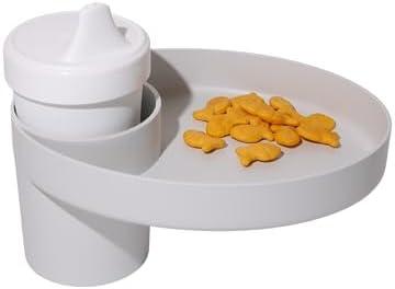 Travel Tray Oval USA Made Extend Your Current Cup Holder to Hold Your Cup Plus A Tray for Snacks, Toys and Accessories. Use in a Car Seat, Booster, Stroller, Golf Cart, Outdoor Chair, Slate Gray