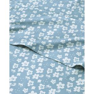Floral Sheets - Blue Floral Bed Sheet Set - 1 Flat, 1 Fitted & 1 Pillowcase w/ Deep Pockets - Comfy, Wrinkle & Fade Free - Boho Botanical Bedding - Ultra-Soft, Breathable and Cooling - Twin Size Set