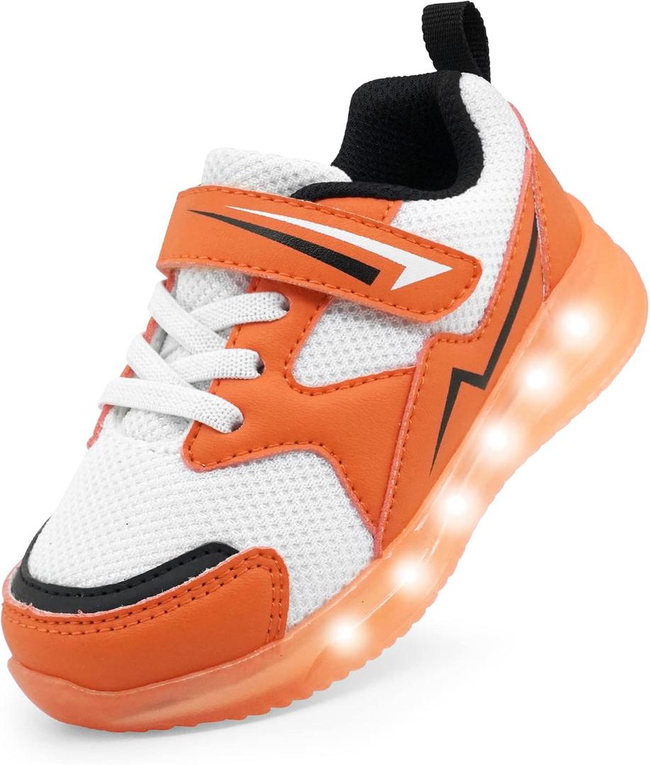 YESKIS Toddler Boys Girls Light Up Shoes LED Flashing Lightweight Mesh Breathable Adorable Running Sneakers for Toddler and Little Kid