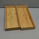 Bamboo Drawer Organizer, Stackable Utensil Trays for Kitchen, Wood Silverware Organizer for Drawer, Set of 2-15"x6"x2"