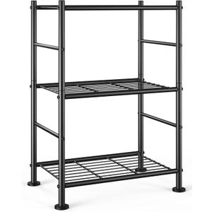 Storage Shelves - 3 Tier Shelf Organizer, Sturdy Metal Garage Shelving with Adjustable Leveling Feet, Space-Saving Shelves Organizer for Pantry, Laundry, Kitchen (18" x 12" x 30", Black)