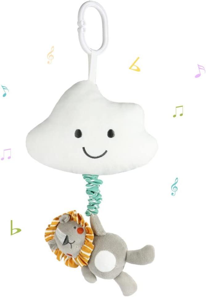 Baby Hanging Musical Toy with Music Box, Baby Lullaby Pull Musical Sensory Toys for Babies Boys and Girls, Clip On Babies Pram Pushchair Cribs Strollers Car Seats Toys, Cloud