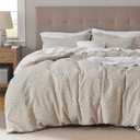 Bedsure Taupe Queen Comforter Set - Soft Stripe Bedding Set for All Seasons, Fluffy Bed Set 3 Pieces with 1 Waffle Weave Comforter Queen Size and 2 Pillow Shams
