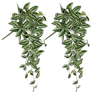 DILATATA Fake Hanging Plants Artificial Hanging Plants 26" Faux Wandering Jew Hanging Leaves Plants for Wall Shelf Home Indoor Outdoor Decor - 2 Pack